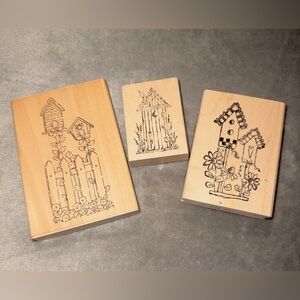 Wooden Birdhouses & Gardening Stamp Set